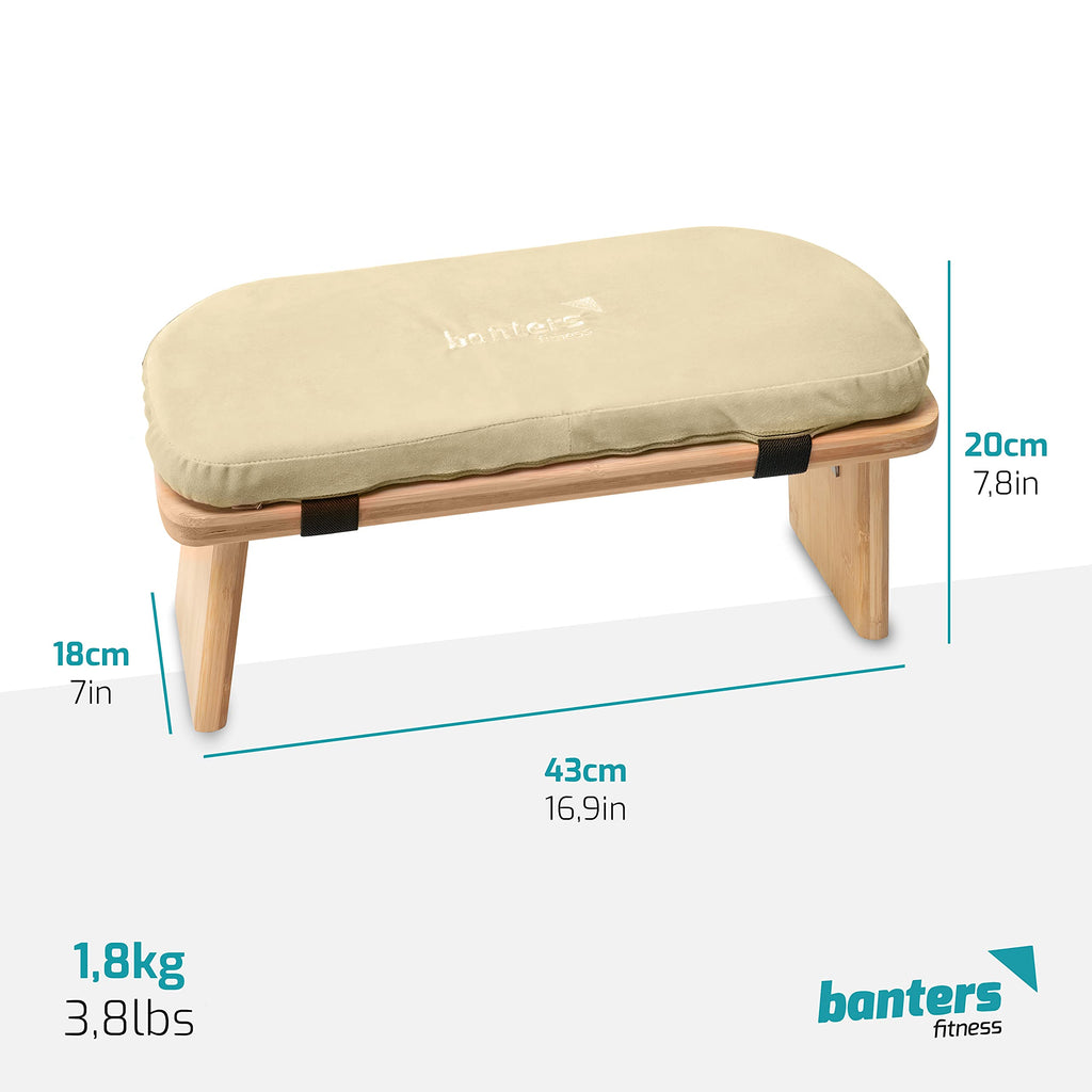 Banters Foldable Bamboo Meditation Bench – Ergonomic Kneeling Stool, Beige