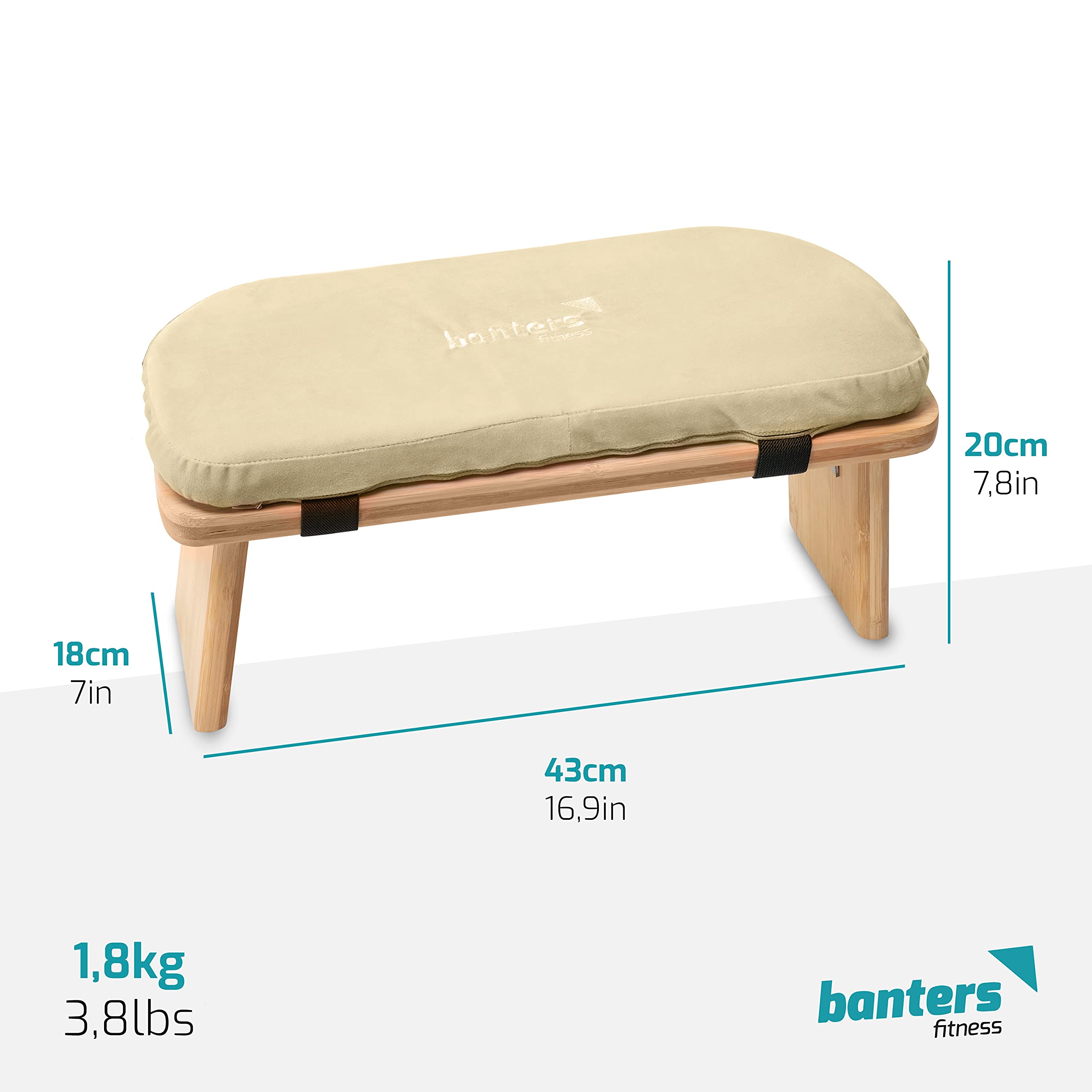 Banters Foldable Bamboo Meditation Bench – Ergonomic Kneeling Stool, Beige