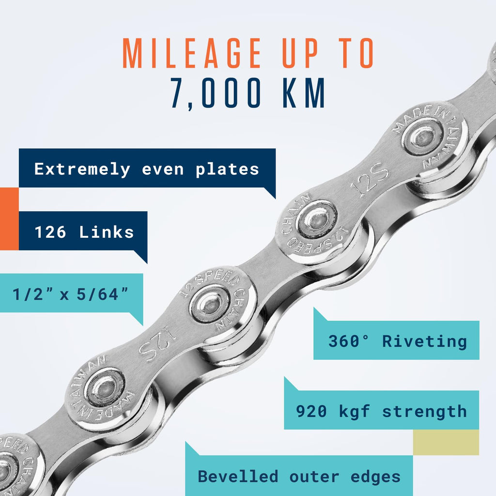 Alphatrail Parker 12-Speed Bike Chain | 126 Links Carbon Steel