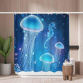 Woutay Jellyfish & Seahorse Shower Curtain | Waterproof Polyester, 180x180cm