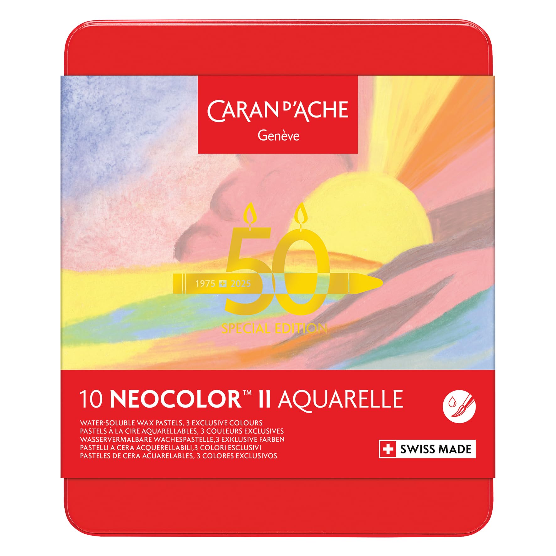 Caran d'Ache Neocolor II Water-Soluble Wax Pastels – 50 Year Edition Tin