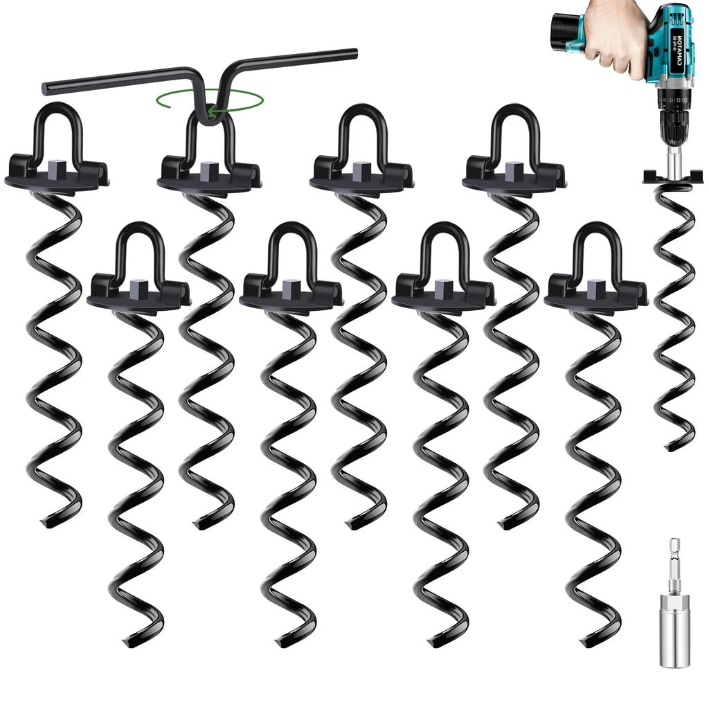 9mm Heavy-Duty Steel Ground Anchors for Trampolines - 8 Pack