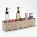 Seagrass Storage Basket with 3 Sections Woven Shelf Baskets for Organizing Whitewash, 37cm x 12cm x 8cm