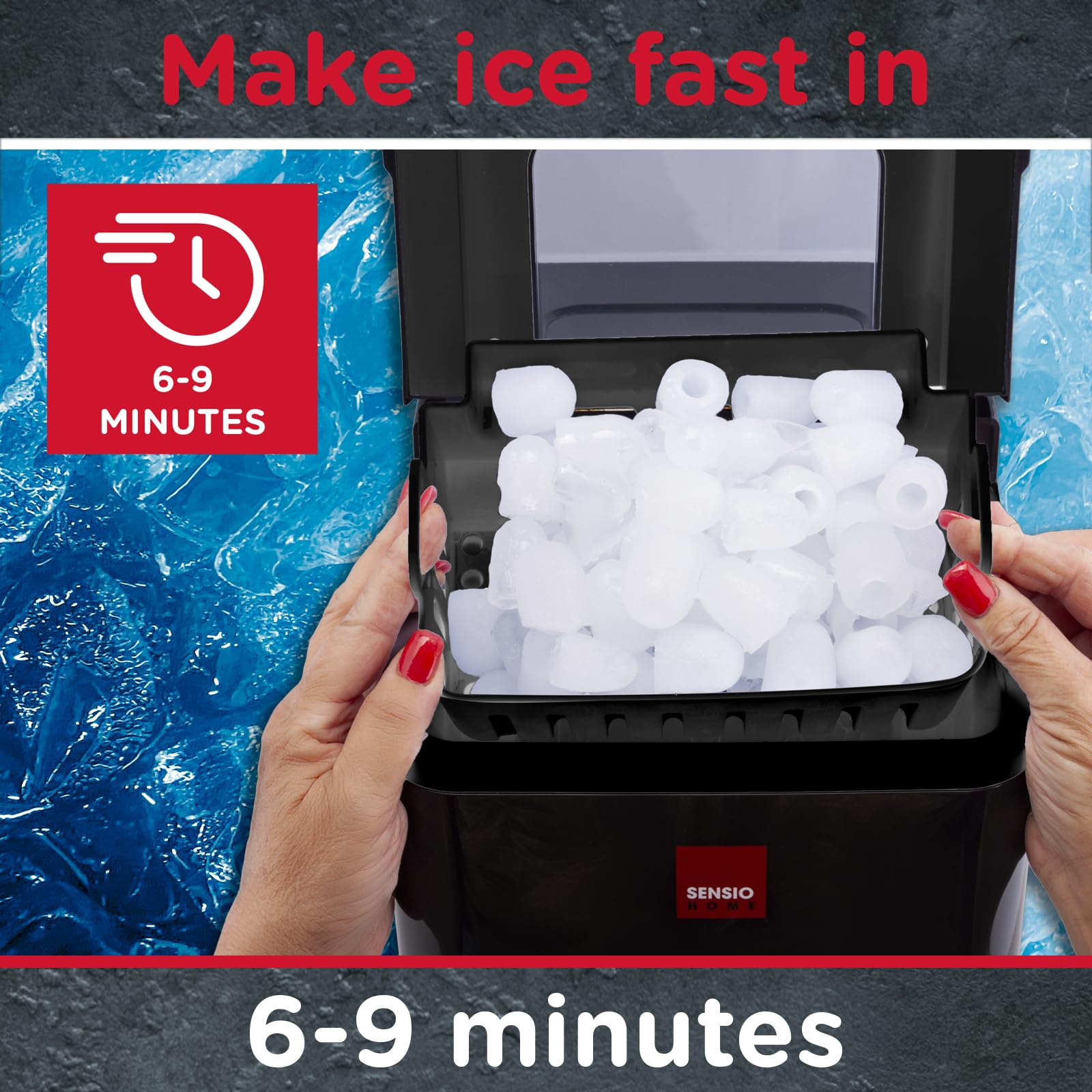 Sensio Home Ice Cube Maker | 12kg Countertop Machine with Self-Cleaning