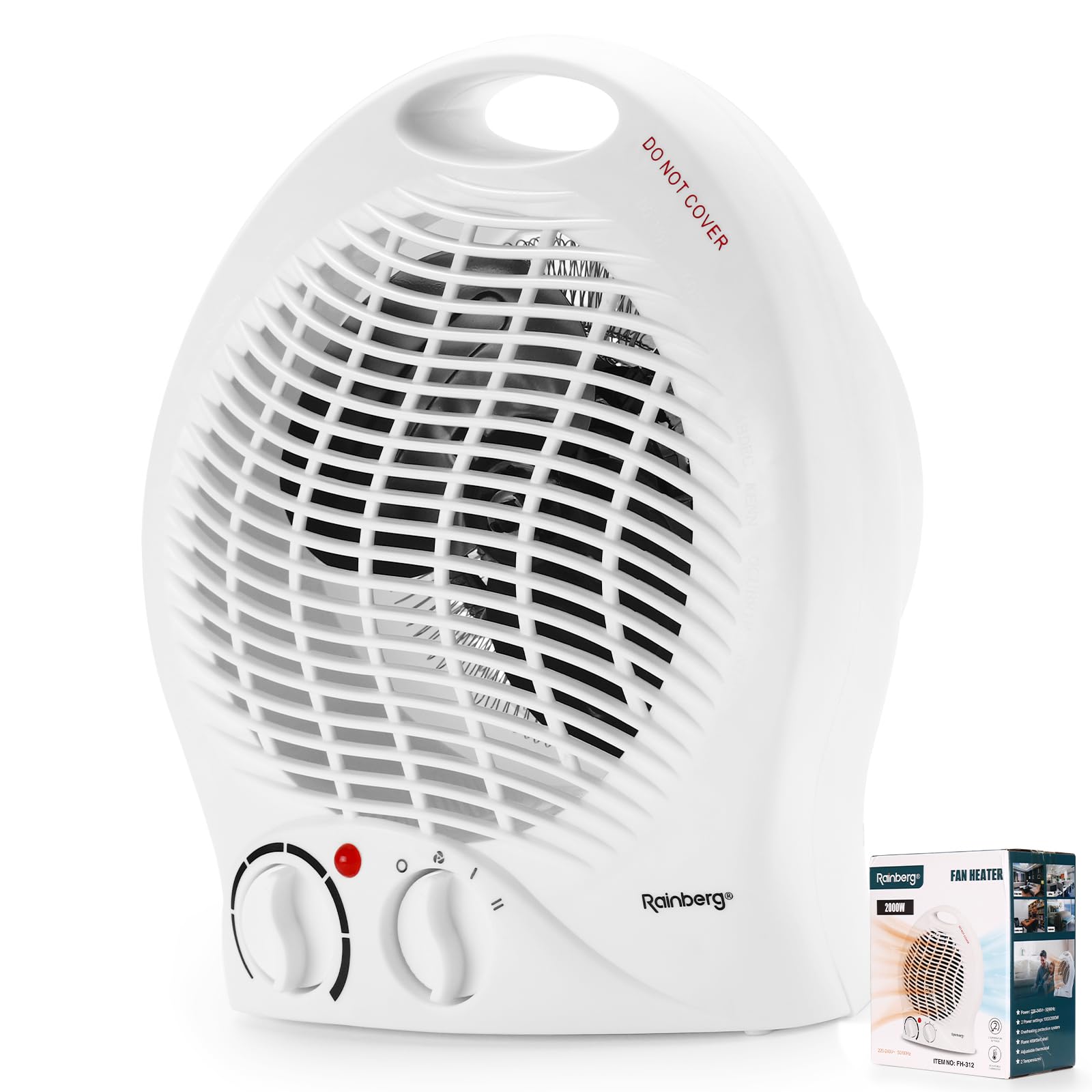 Rainberg 2KW Portable Fan Heater | 2 Heat Settings & Cooling Function