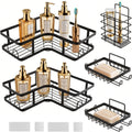 UNGFEI 5-Pack Corner Shower Caddy Shelf Set – No-Drill Adhesive Black Rack