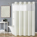 FY&XZH No Hook Waffle Weave Shower Curtain with Mesh Window - Cream