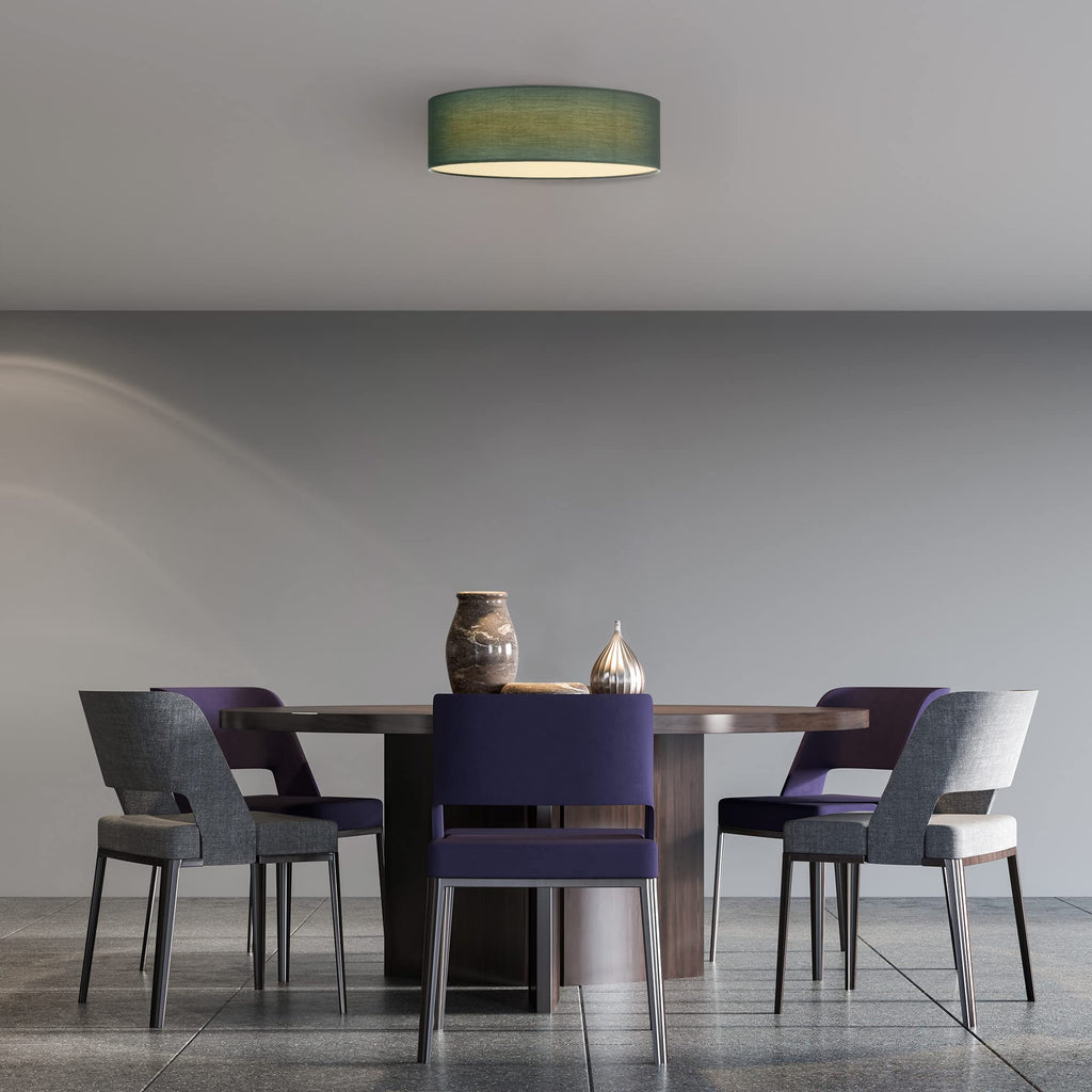 Navaris LED Flush Mount Ceiling Light - 40cm Dimmable Fabric Drum Lamp