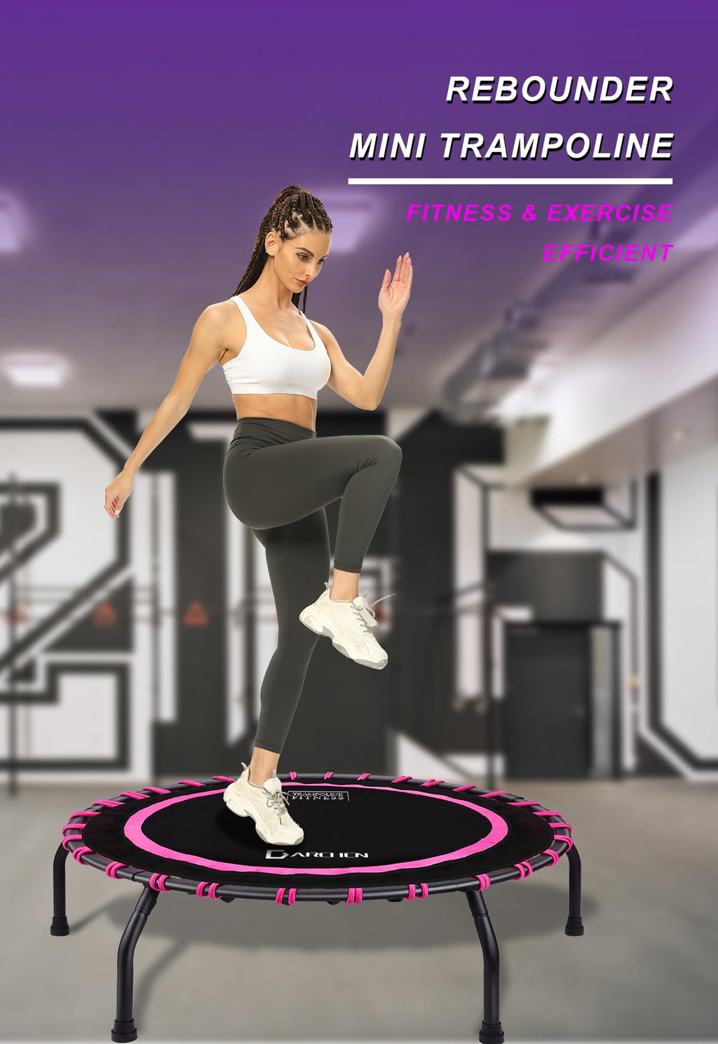 DARCHEN Mini Rebounder Trampoline – 150KG Bungee Fitness Workout, 100cm