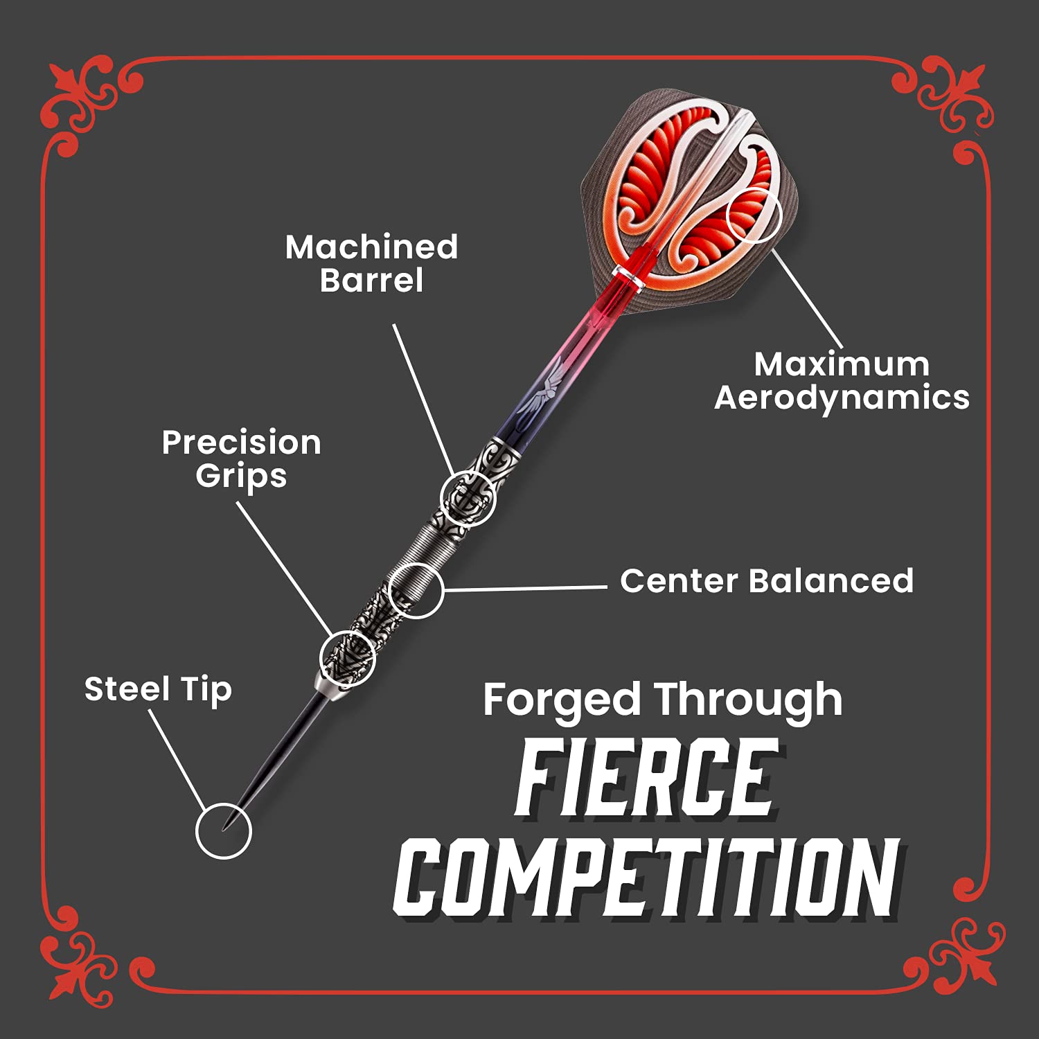 Shot! Darts Warrior Hautoa Steel Tip Dart Set | 80% Tungsten | 26g