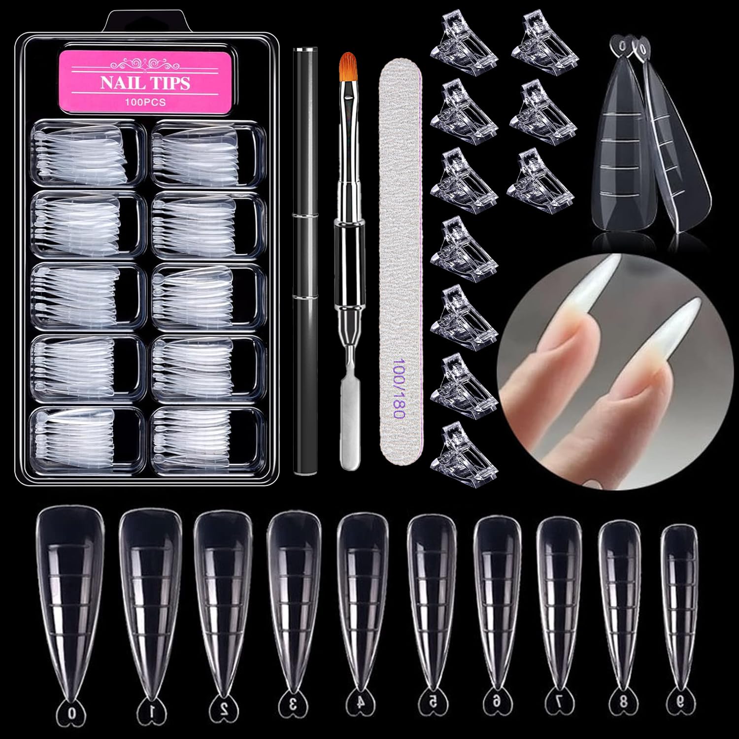 Esshogo 100pc Dual Nail Forms Set – Stiletto Tips for Polygel Extensions