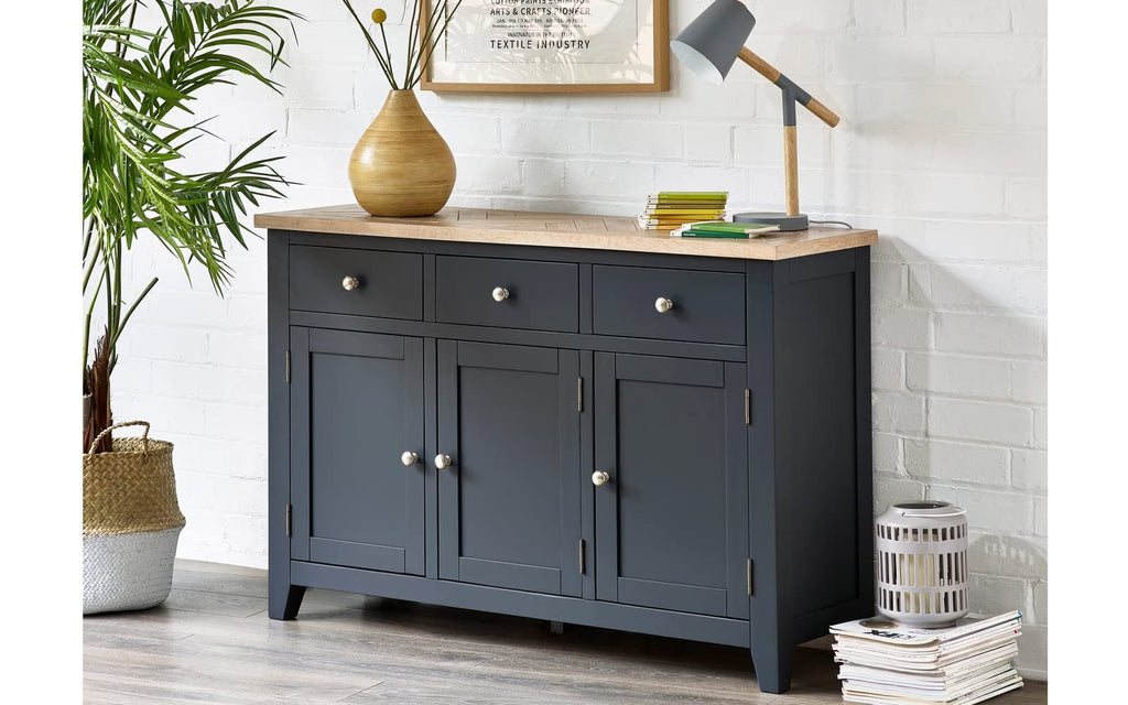 Julian Bowen Bordeaux Sideboard, Dark Grey & Oak - H86 x W128 x D40cm - image 4