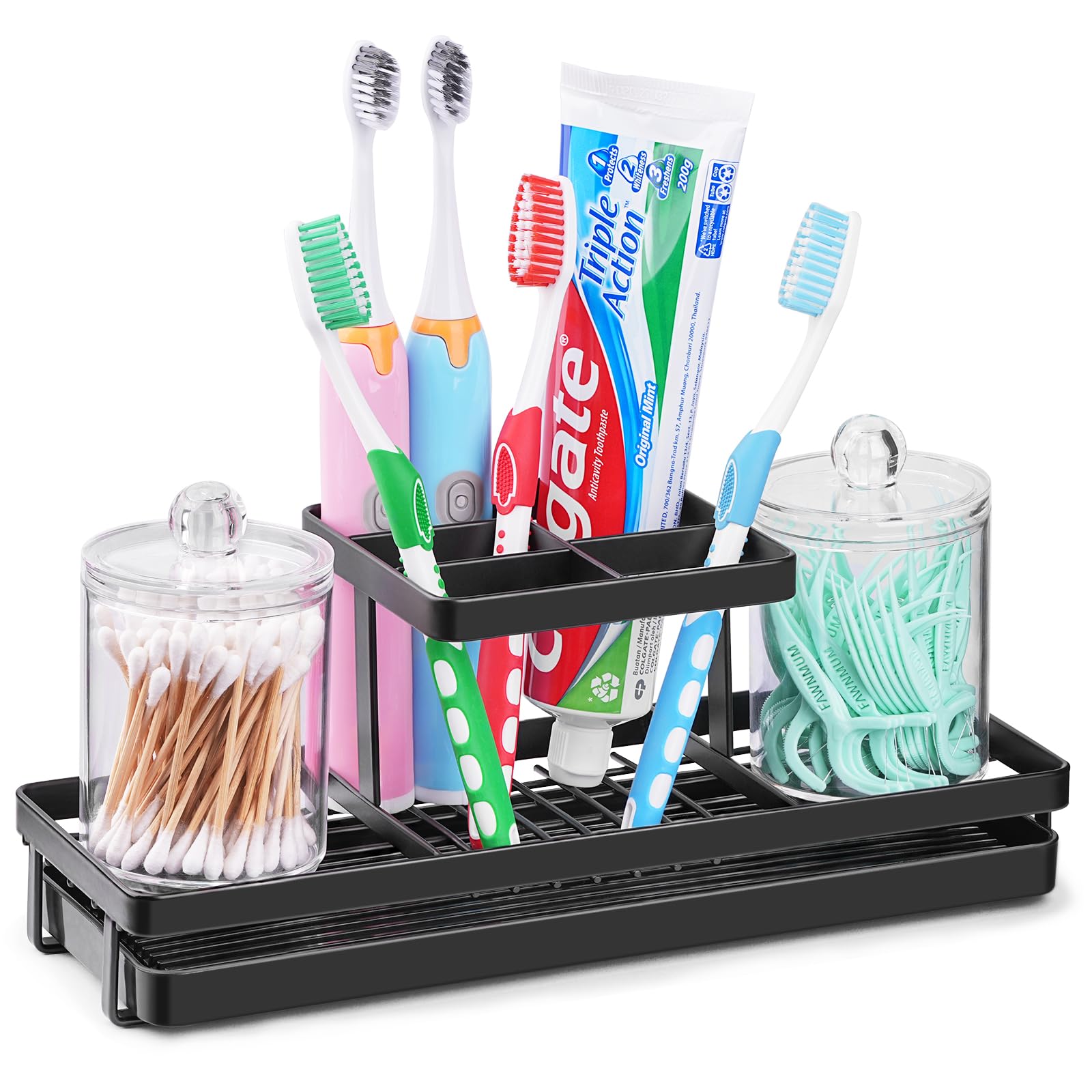 IWTTWY Electric Toothbrush Holder – 5 Slot Metal Stand with Drip Tray