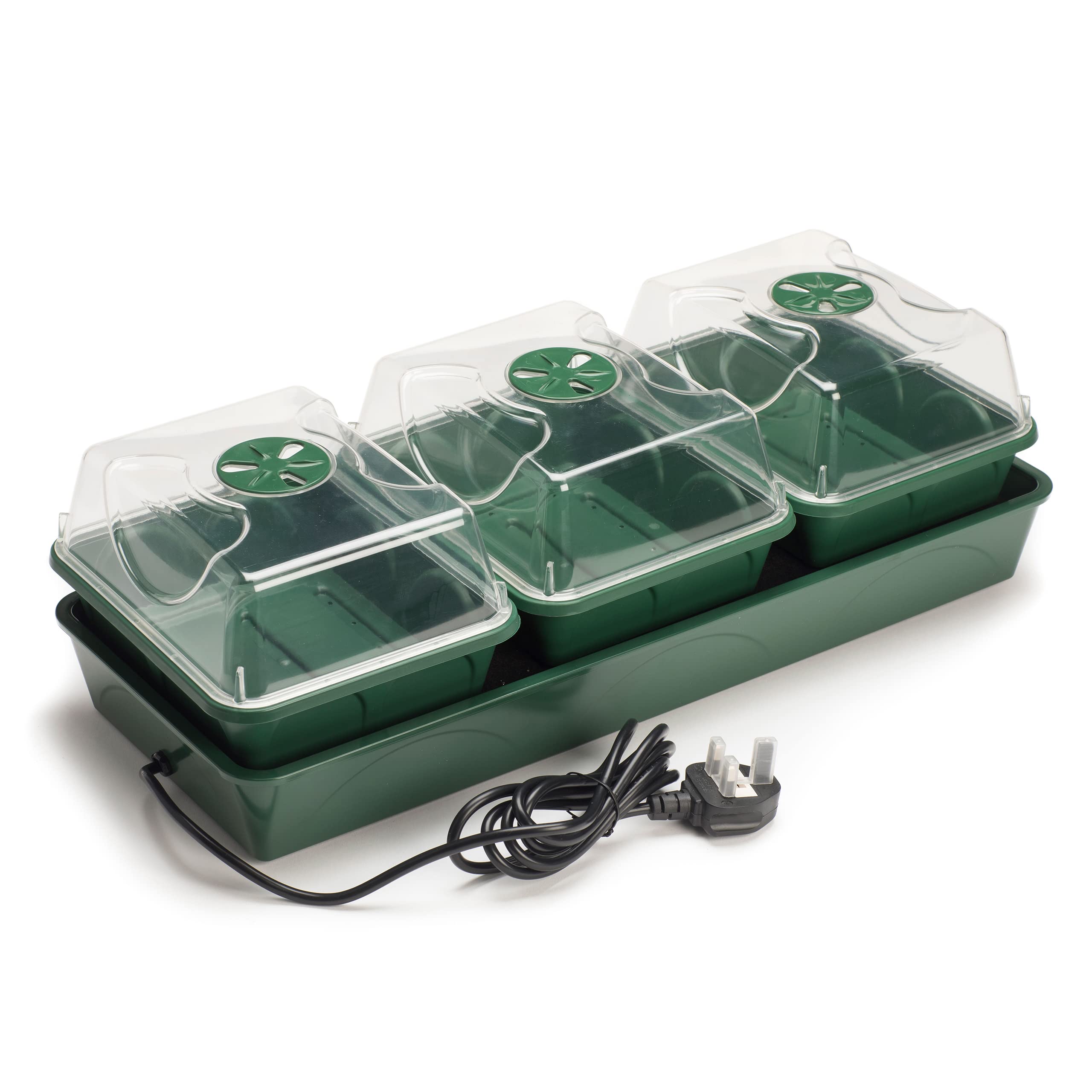 EarlyGrow Heated 3-Bay Windowsill Propagator with Self-Watering Tray