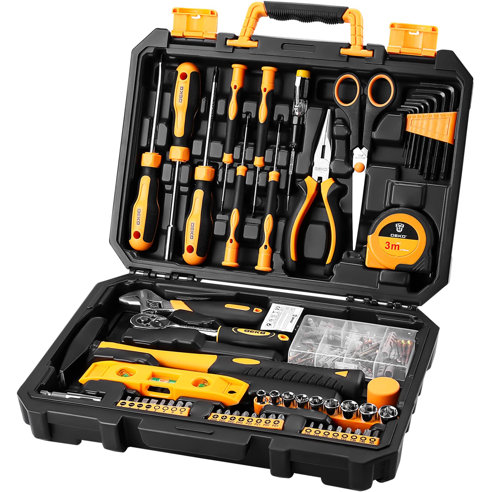 DEKO 138-Piece Home Repair Tool Kit – Basic Hand Toolbox Set for DIY