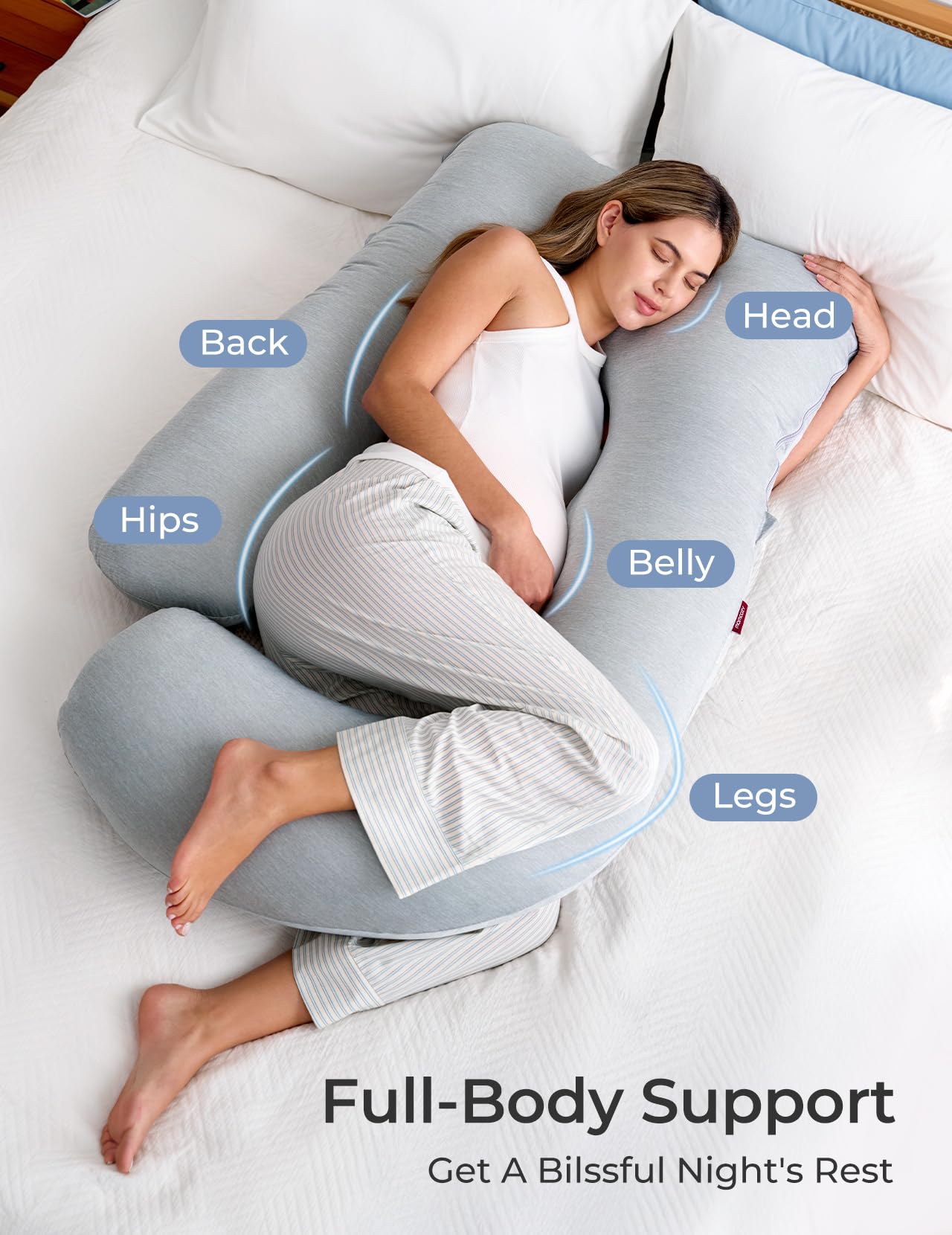 Momcozy Cooling U-Shaped Pregnancy Pillow - 57 Inch Full Body Support