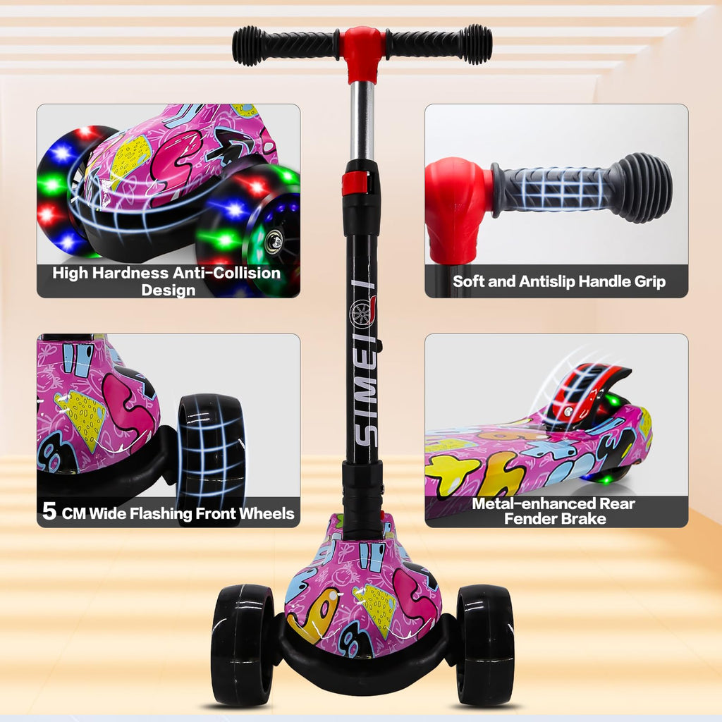 3-Wheel Kids Scooter | Foldable LED Lights | Ages 3-8