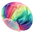 Mikimini Waterproof Shower Cap – Reusable Rainbow Hat for Long Hair
