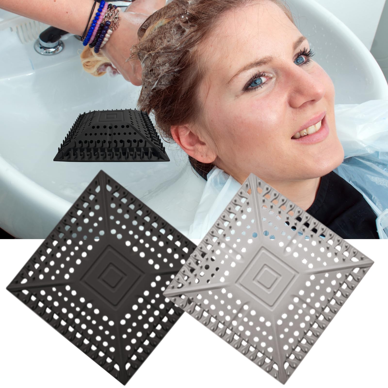 iAnomla 2-Pack Square Silicone Shower Drain Cover Hair Catcher | 5.5-inch