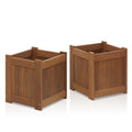Furinno Tioman Hardwood Outdoor Planter Box Set, Teak Oil Finish, 2-Pack