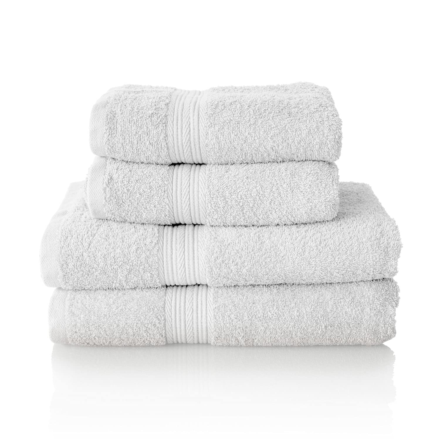 Glart Premium 4-Piece Cotton Terry Towel Set - White Bath & Hand Towels
