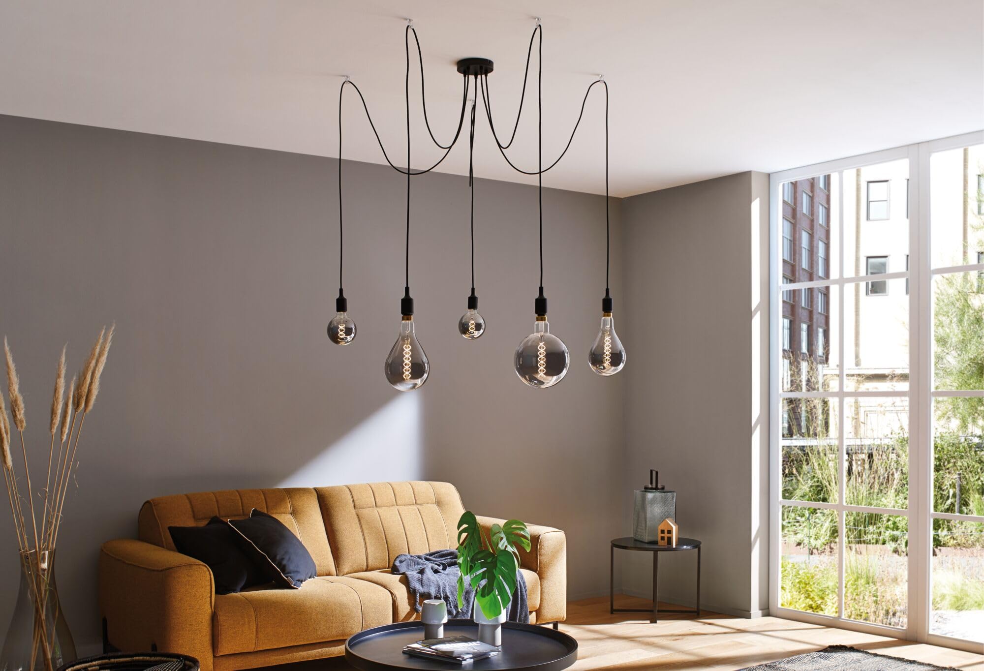 Paulmann Ketil Neordic 5-Lamp Sputnik Pendant Light – Black Metal E27