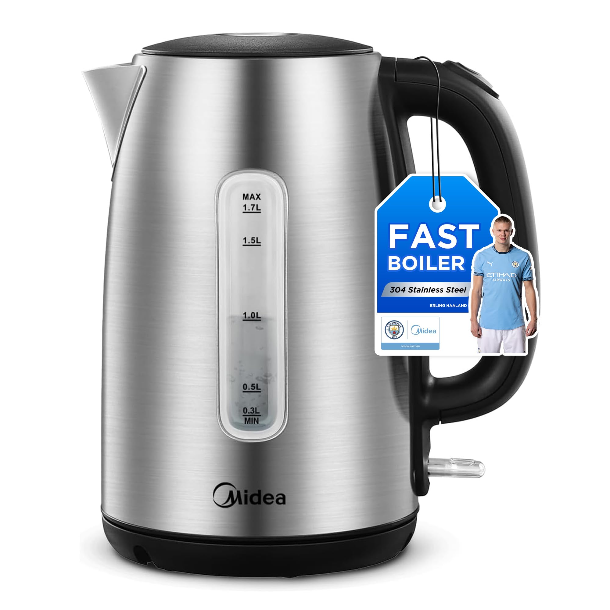 Midea Electric Kettle – 1.7L Fast Boil 3000W Stainless Steel