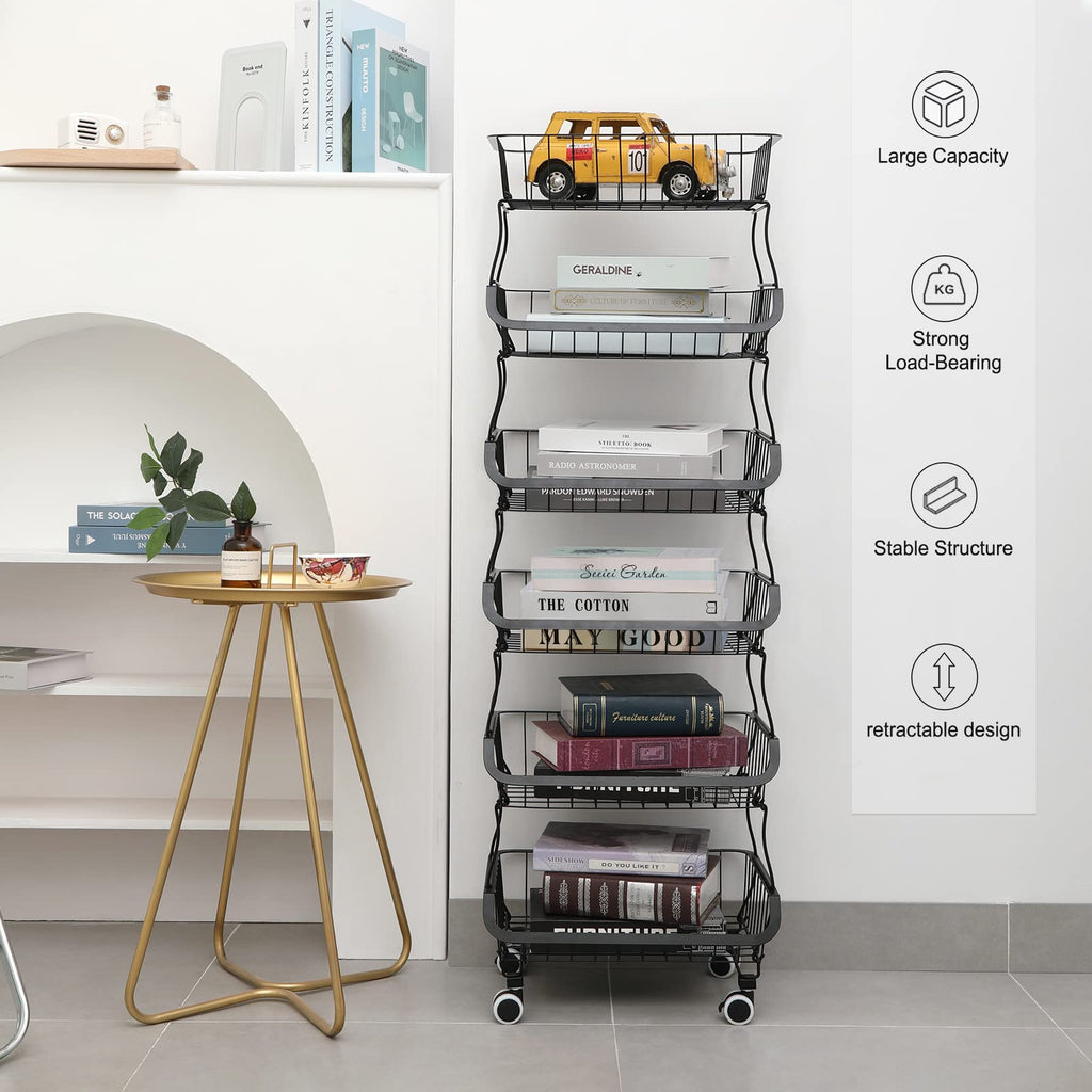 BRIAN & DANY 6-Tier Stackable Vegetable Rack | Rolling Kitchen Cart