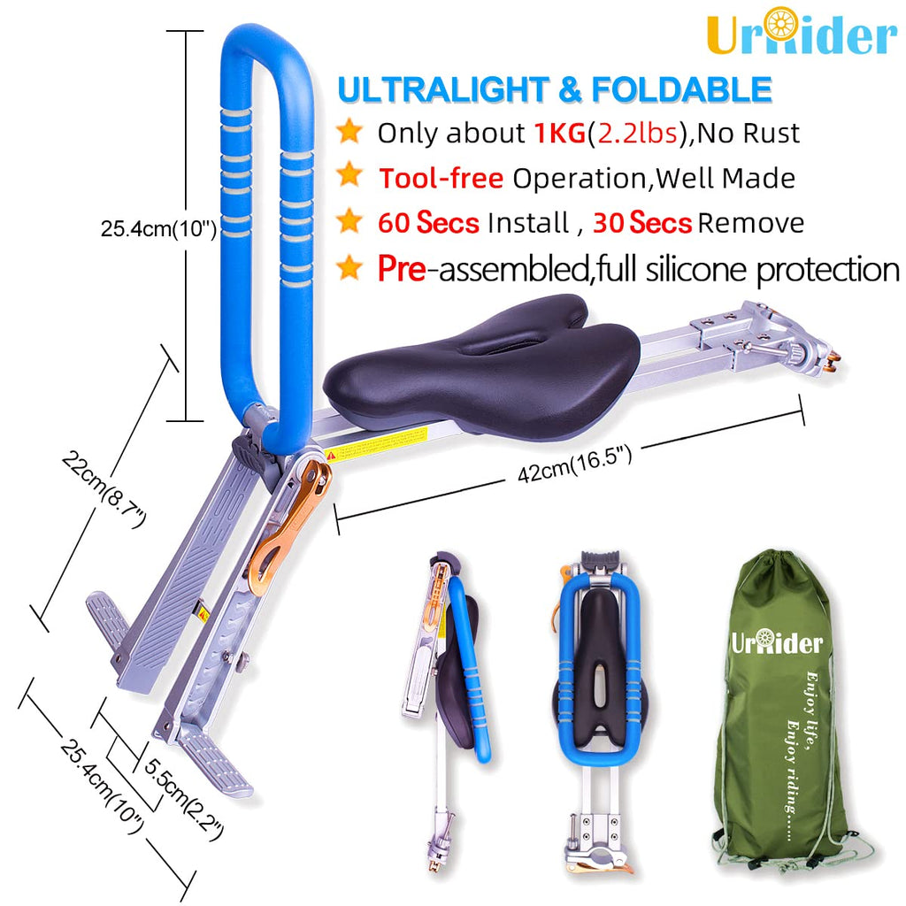 UrRider Front Mount Child Bike Seat – Portable Quick-Release Toddler Seat