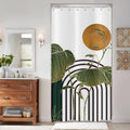 Boho Shower Curtain | Abstract Sun & Leaves Polyester, 120x180cm