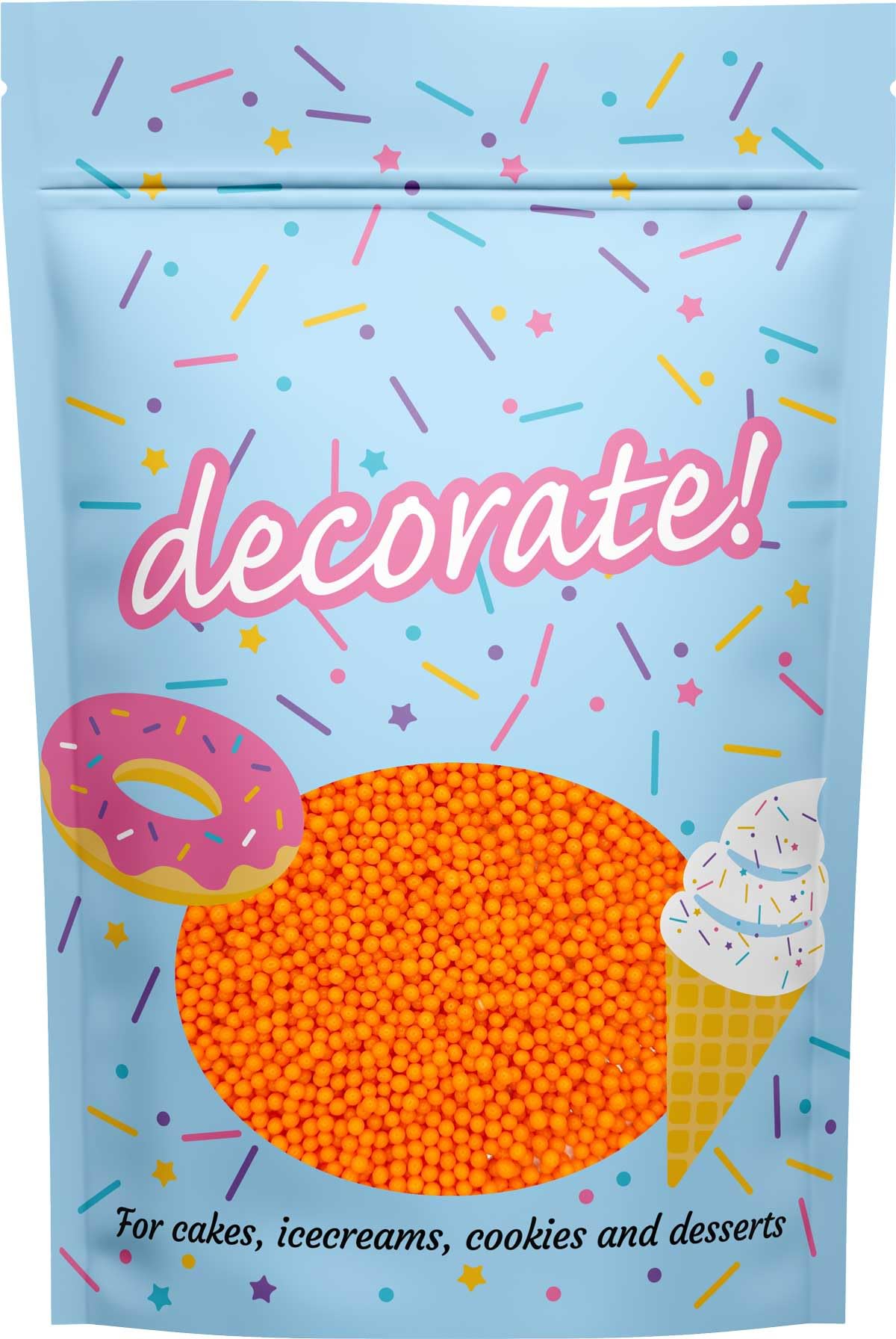 Orange Halloween Edible Pearls – 4mm Cake Sprinkles 500g