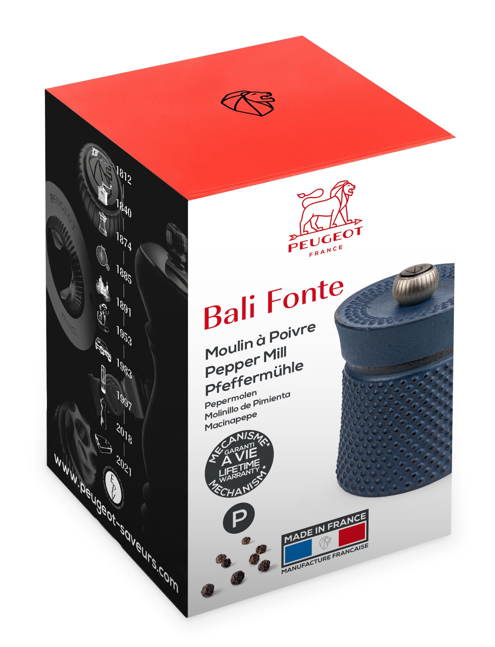 Peugeot Bali 8cm Cast Iron Pepper Mill – Blue French Spice Grinder