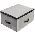 Omygarden Large Storage Bins 52×40×26cm with Zippered Lids, Dark Grey