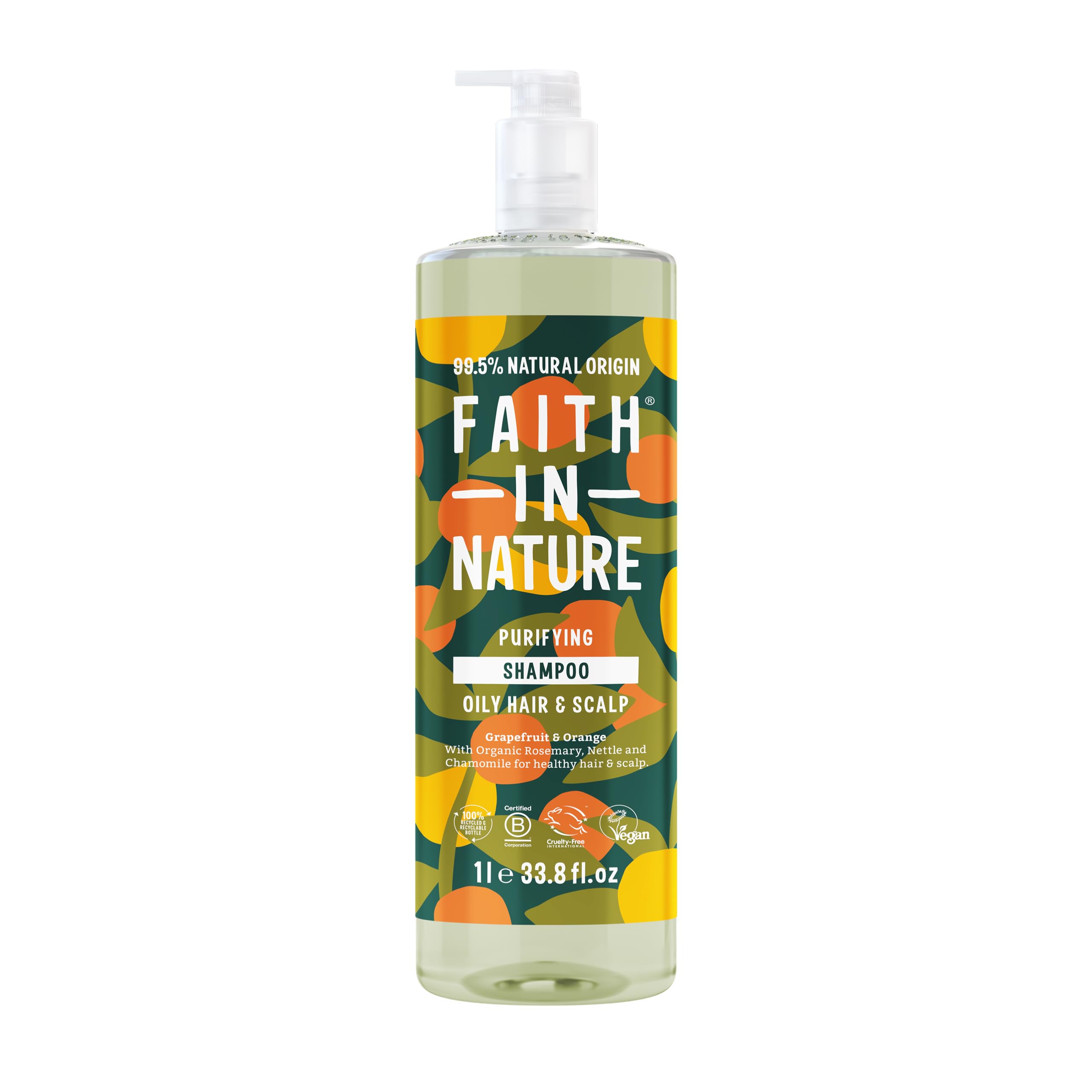 Faith In Nature Grapefruit & Orange Shampoo | 1L Purifying for Oily Hair