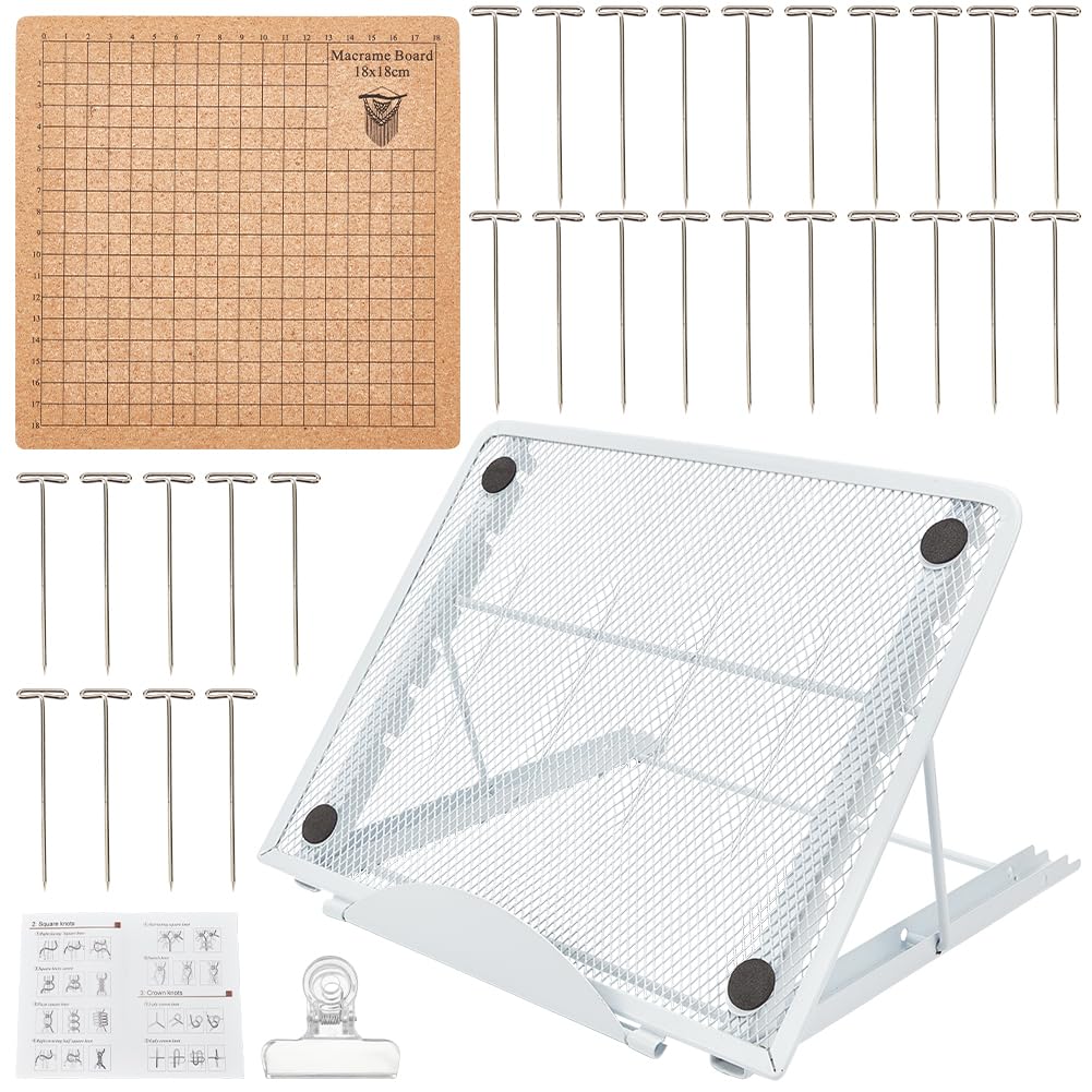 FREEBLOSS Macrame Board Set with Adjustable Stand and Pins - 18x18cm