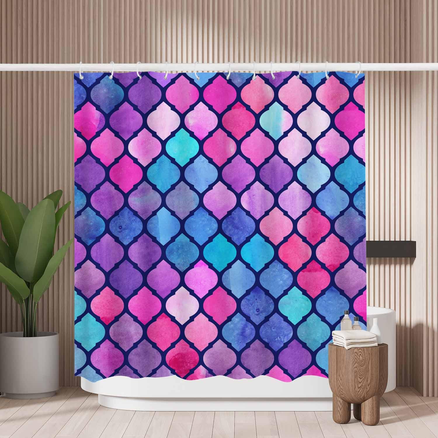 Jolof Store Abstract Geometric Shower Curtain – Mold Resistant Polyester