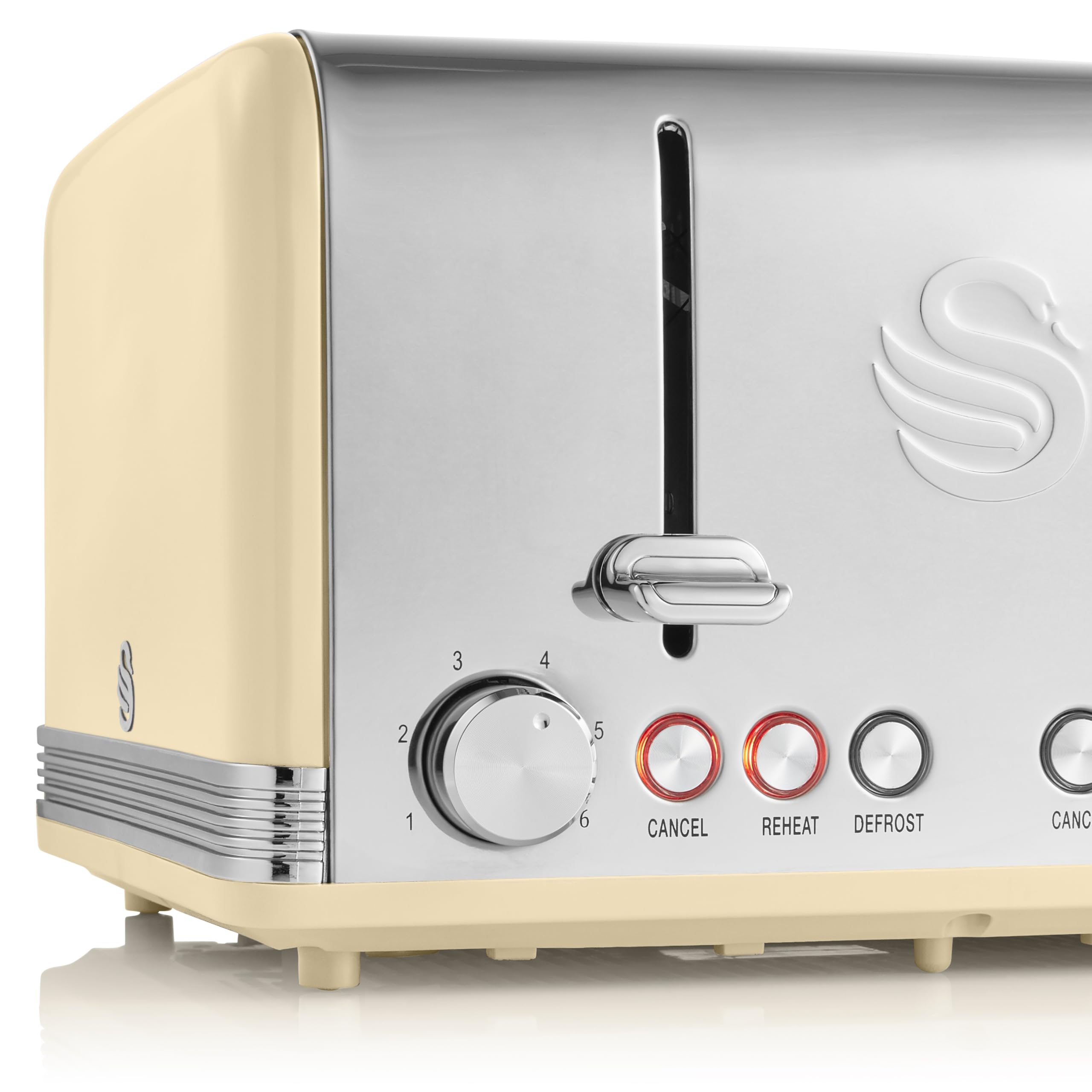 Swan Retro 4-Slice Toaster – 1600W with 6 Browning Levels, Cream