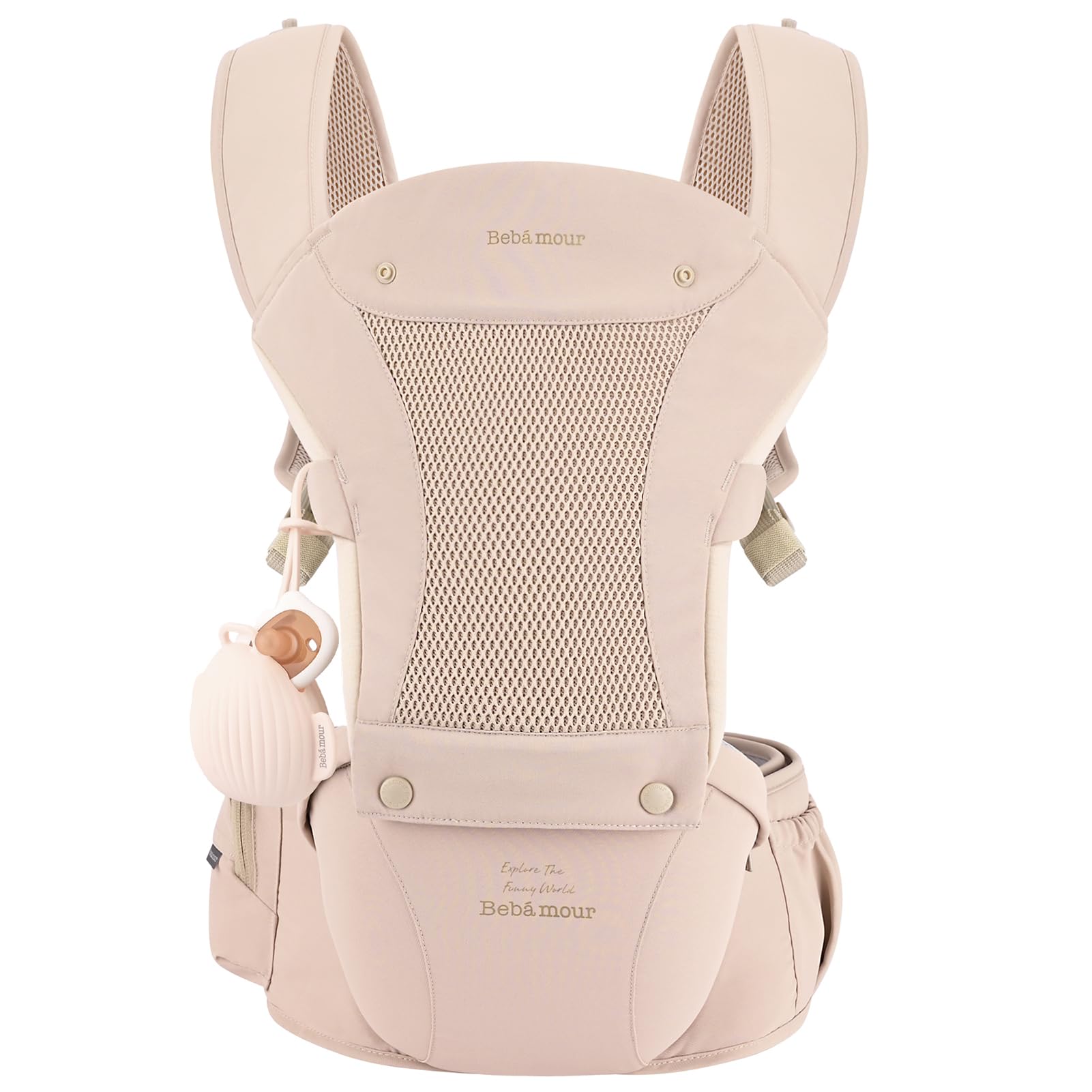 Bebear Hipseat Baby Carrier – Ergonomic Cotton with Teething Pads, Pink