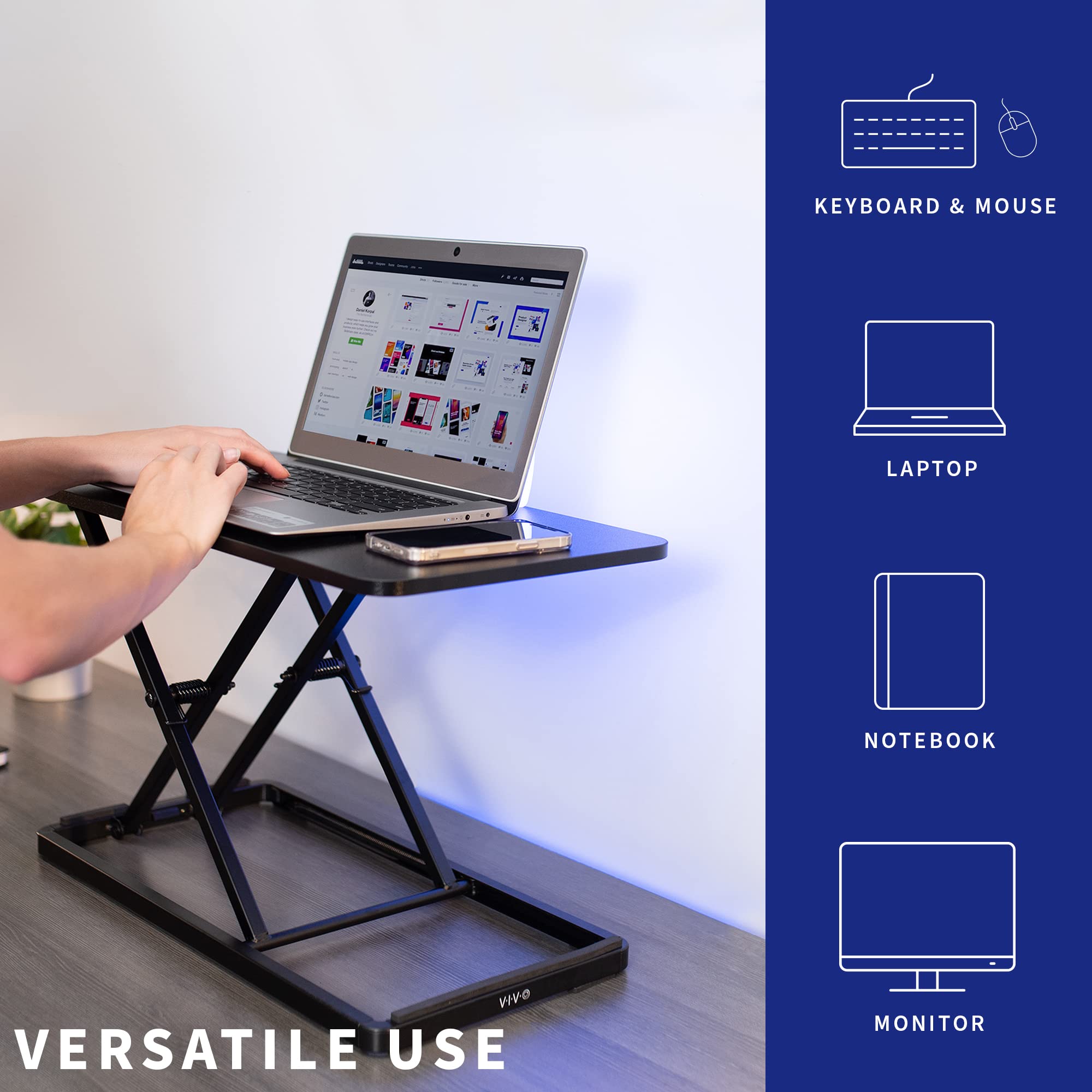 VIVO 24" Keyboard and Mouse Riser – Height Adjustable Scissor Lift, Black