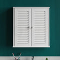 Bath Vida Double Door Shutter Bathroom Cabinet | Wall Mounted White MDF