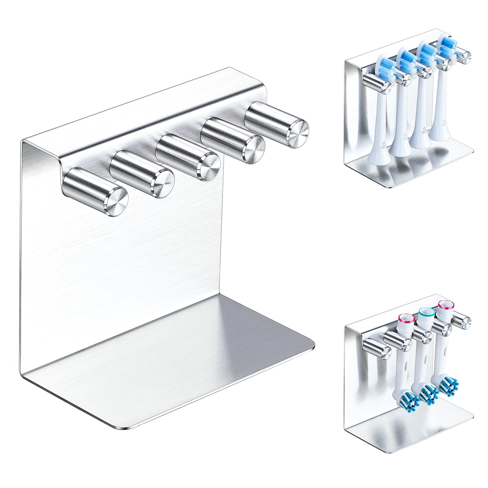 YYBO Electric Toothbrush Head Holder | Metal Wall Mount Stand – Silver