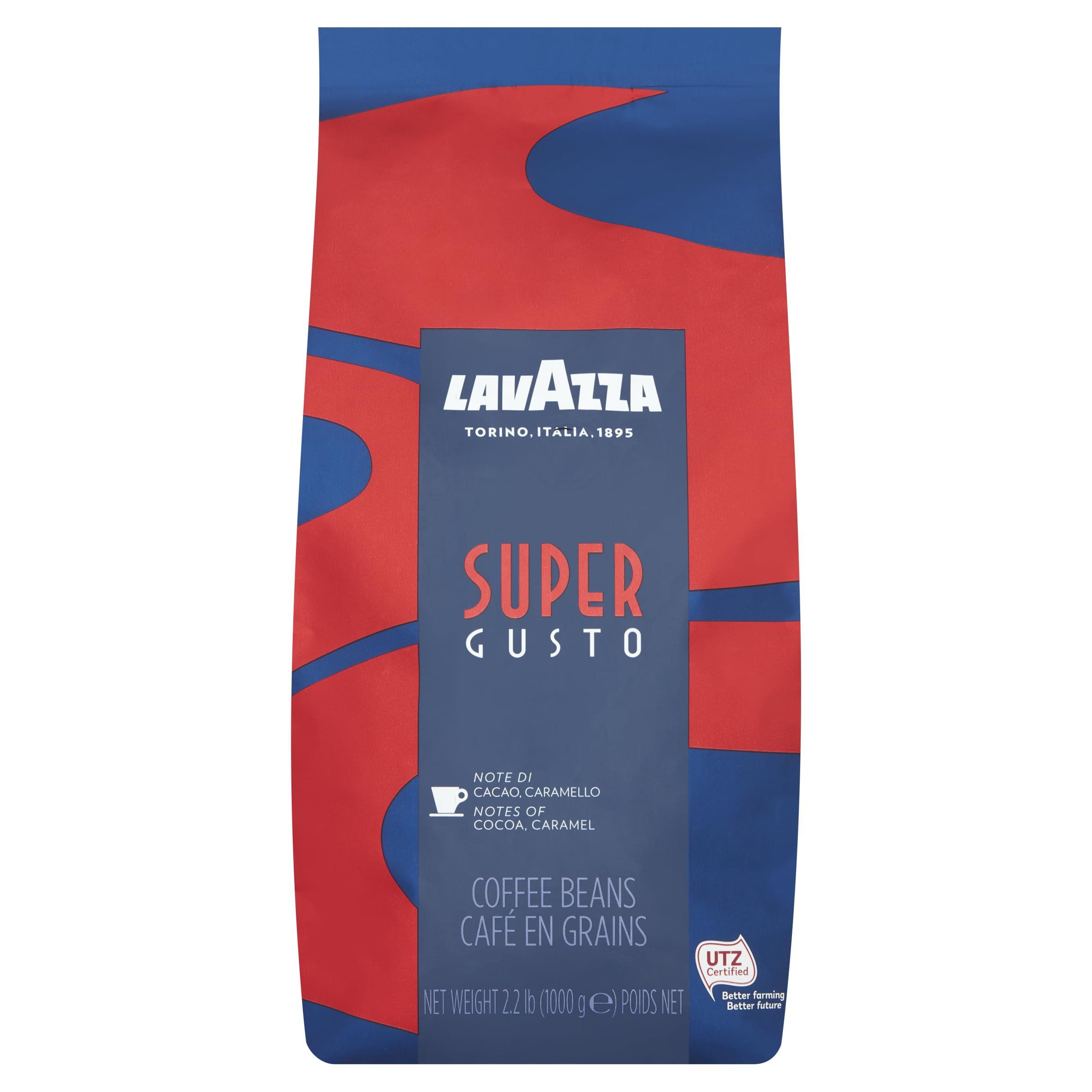 Lavazza Super Gusto Espresso Coffee Beans - Whole Bean Roast, 1000g