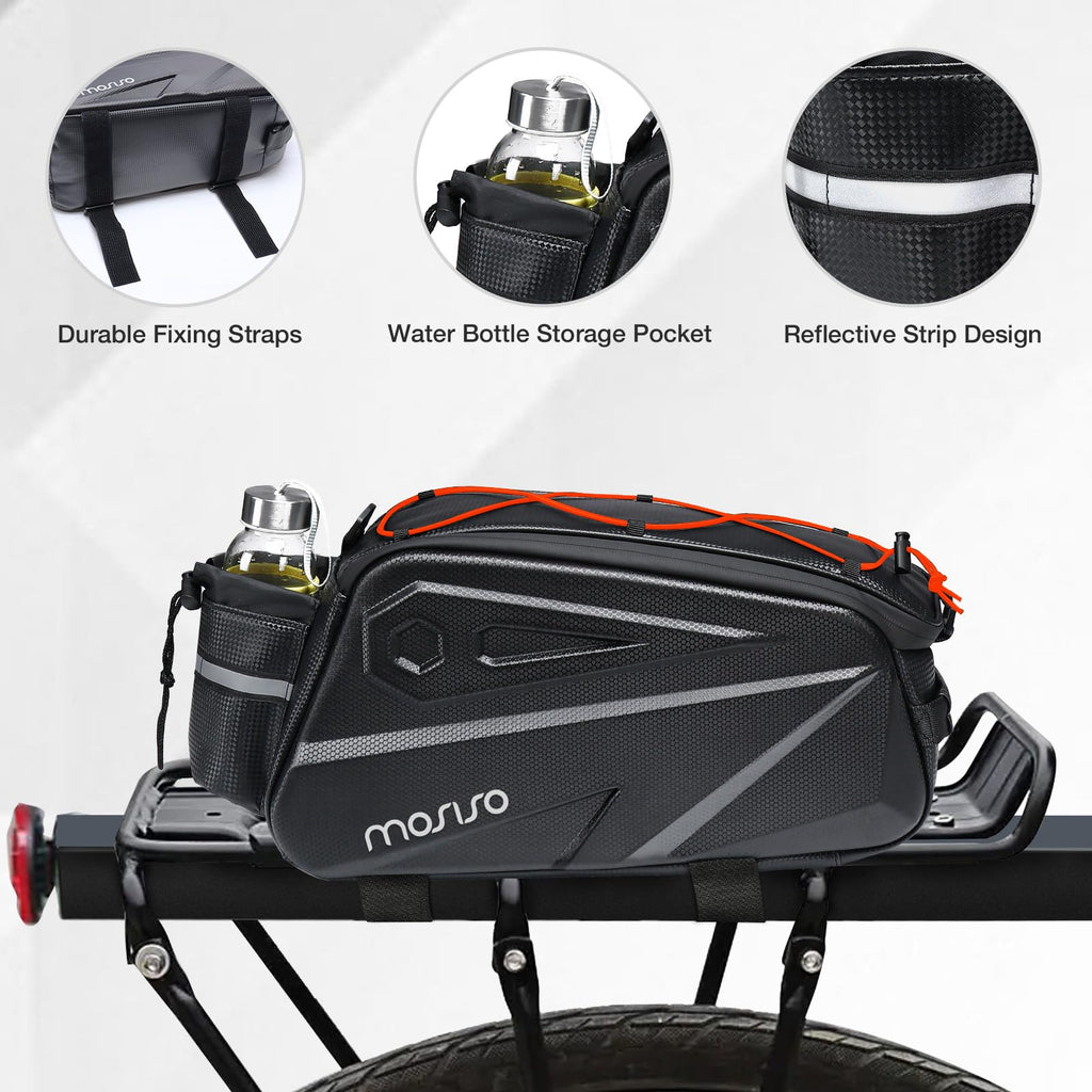 MOSISO 14L Waterproof Bike Rack Bag – EVA Rear Seat Trunk Pannier, Black