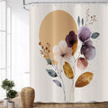 Boho Shower Curtain – Abstract Floral Waterproof Textile