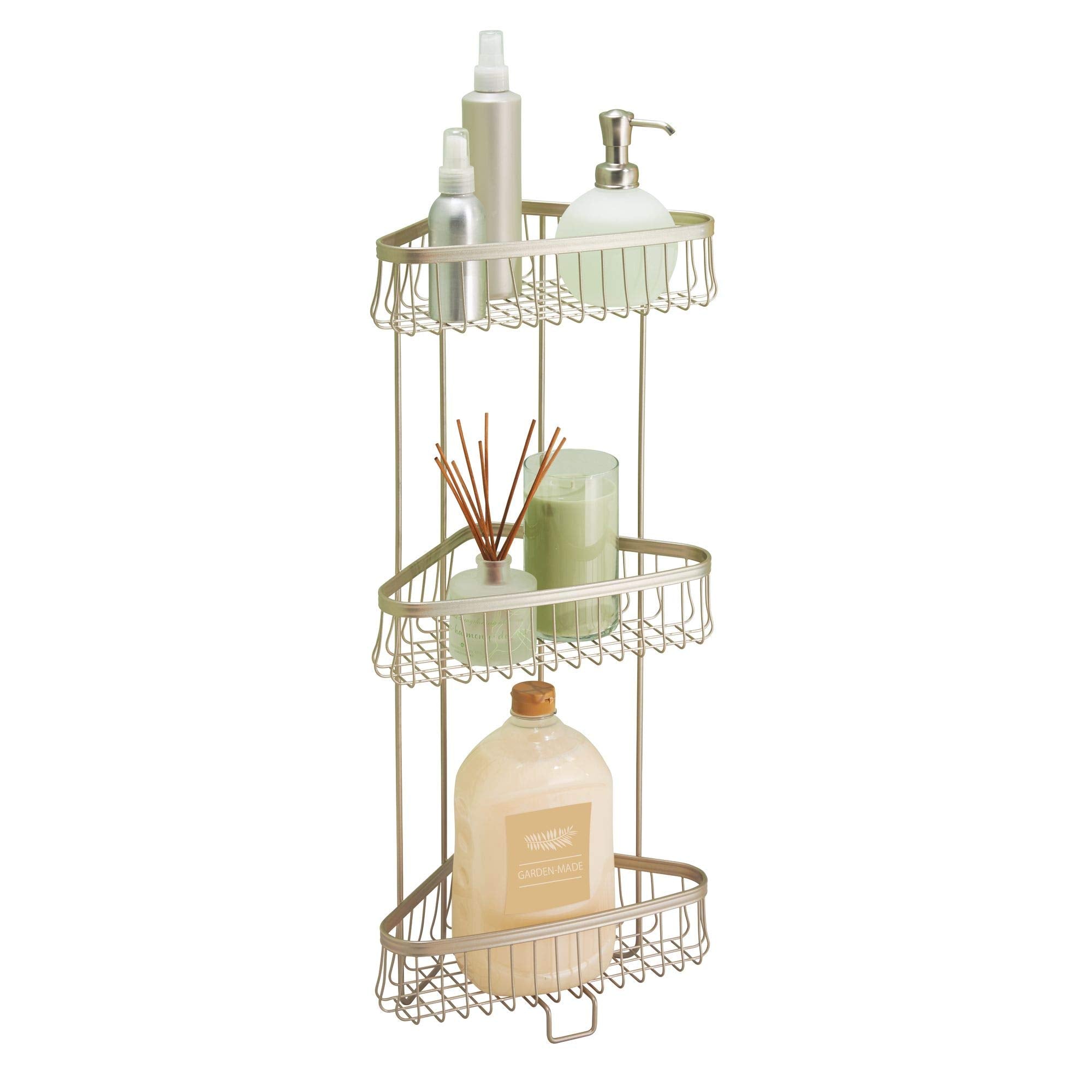 iDesign York Lyra 3-Tier Bathroom Storage Rack | Rustproof Metal - Satin