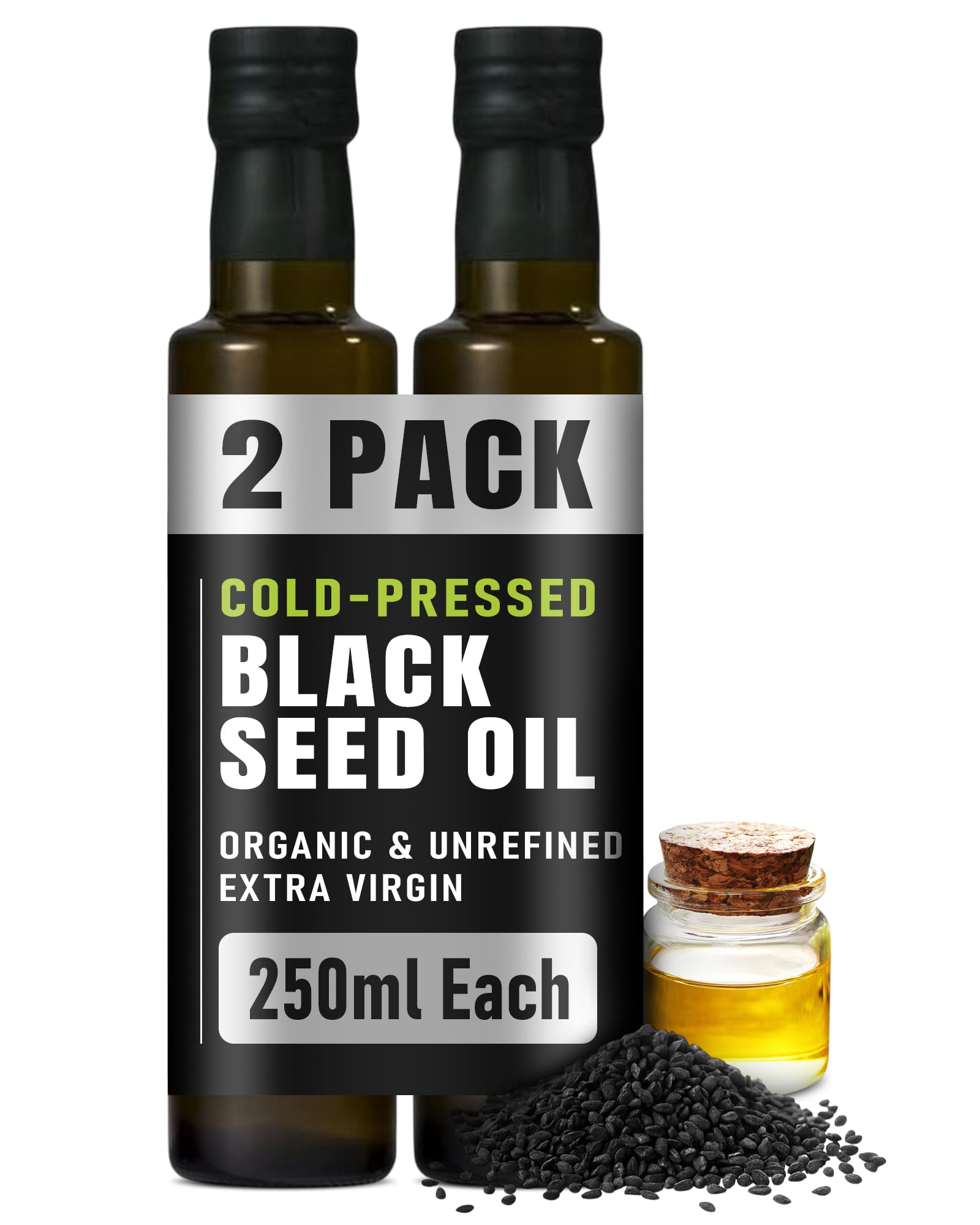 RAWYA Organic Cold-Pressed Black Seed Oil – 250ml Turkish Kalonji (2 Pack)