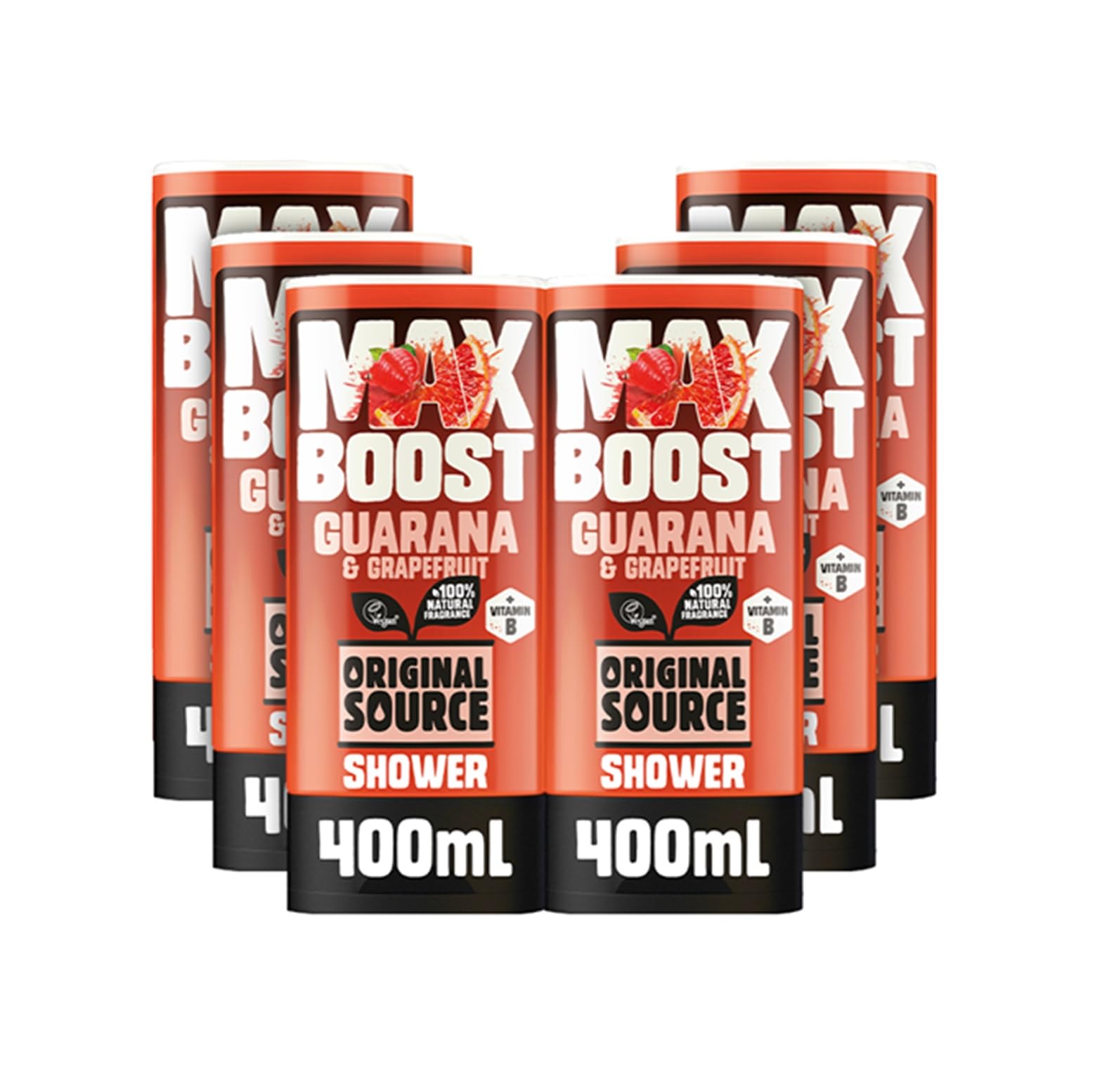 Original Source Guarana & Grapefruit Shower Gel - Vegan Body Wash (6 x 400ml)