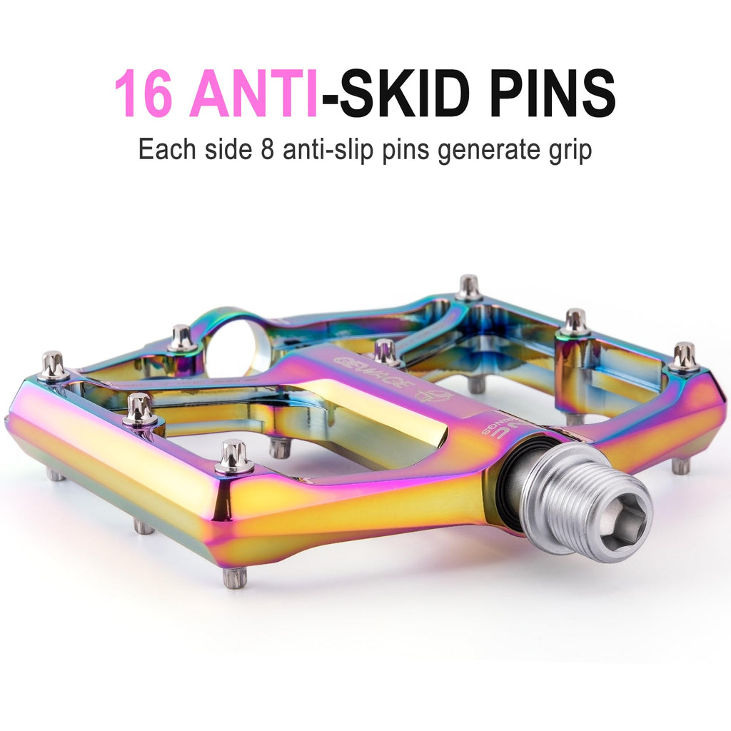 GEWAGE Flat Bike Pedals | CNC Aluminum 3 Sealed Bearings - Colourful