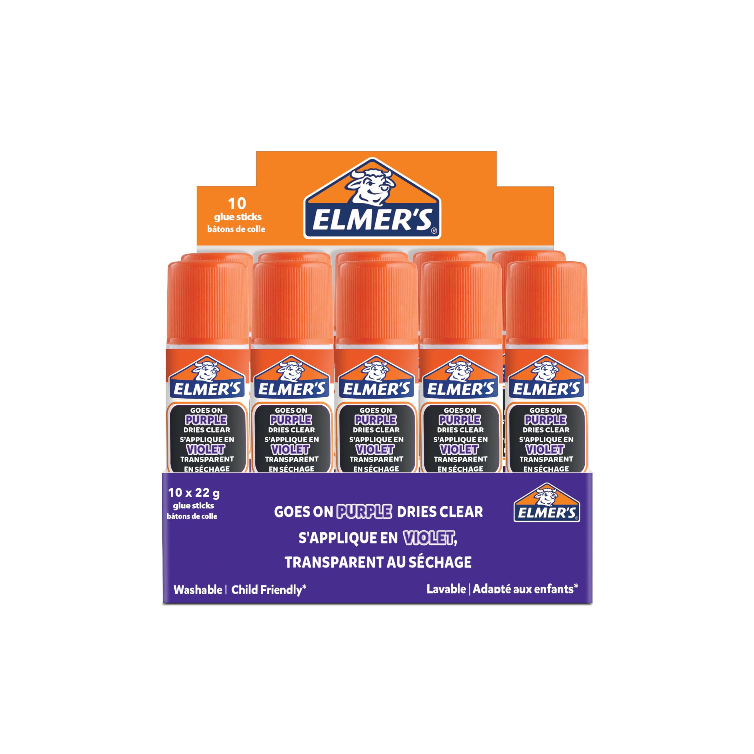 Elmer's Disappearing Purple Glue Sticks | Washable & Dries Clear | 10 Count