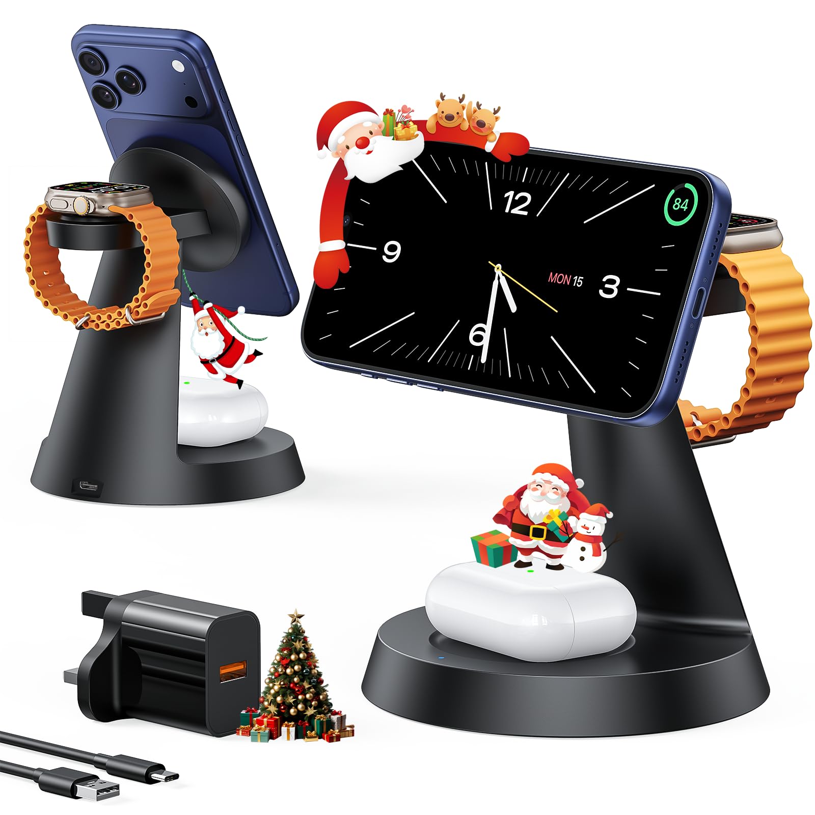 Meifigno 3-in-1 Magnetic Wireless Charging Station for iPhone and Watch